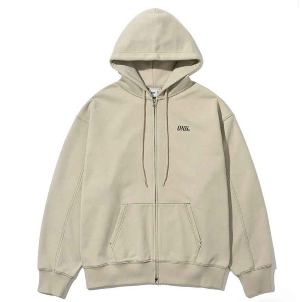 O!oi oioi collection stitch hood zip up in tan size medium